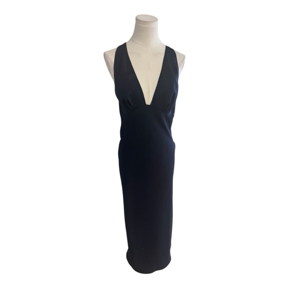 ASOS DESIGN Bias Cut Plunge Satin Midi
Dress Racer Back Navy Blue Size 8 Party - Picture 5 of 10